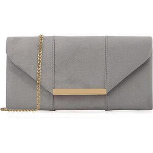 Women Faux Suede Envelope Clutch Purse Evening Velvet Handbag Foldover